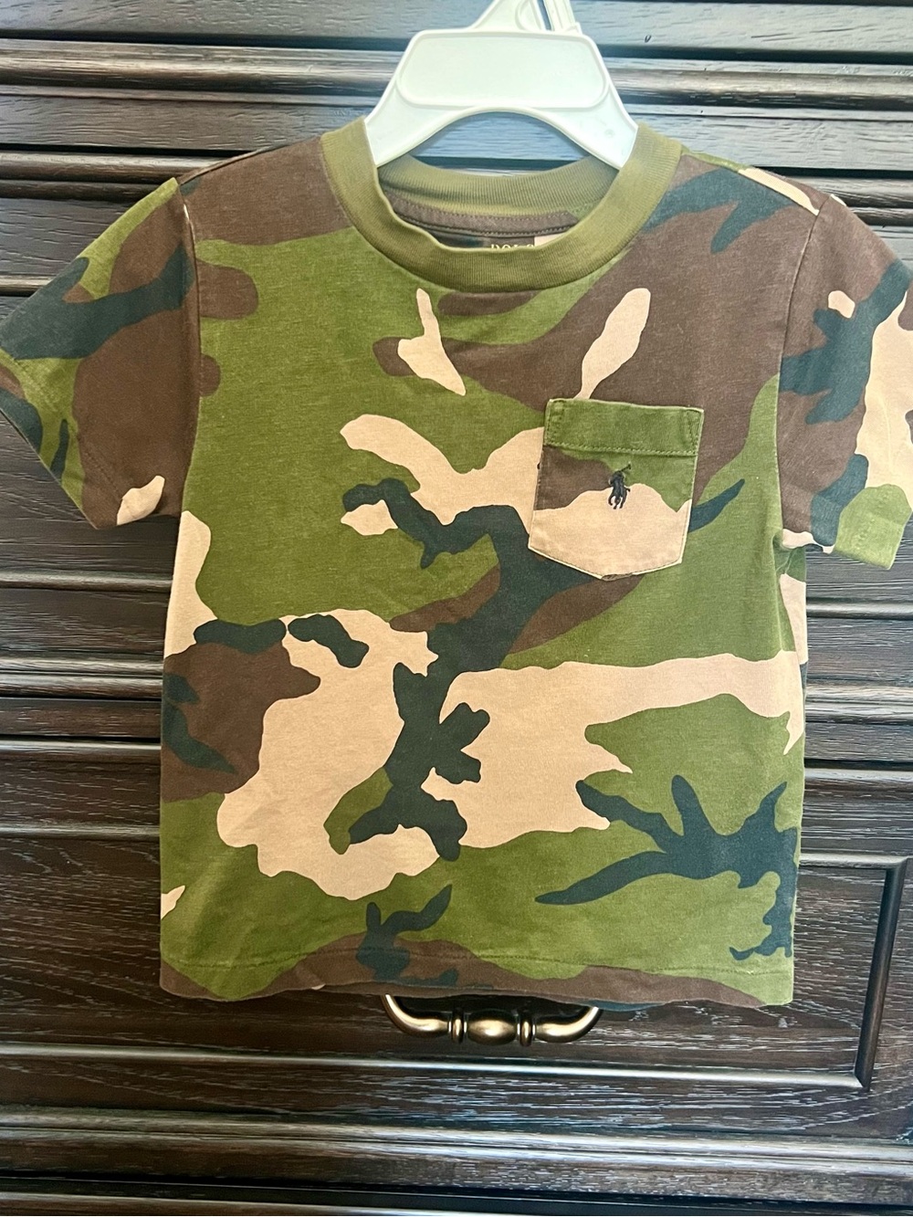 Polo by Ralph Lauren Boys Camo Pocket Tee in Green and Brown